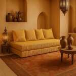 Canap� droit convertible innovation layali + moutarde 4 pl d�houssable