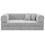 Canap� droit convertible en tissu textur� elior - 3 places - gris