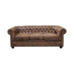 Canap� droit edgar ? marron ? 3 places ? style baroque