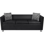 Canapé droit fixe 3 places - style contemporain - en cuir synthétique - 170 x 625 x 63 cm - noir Canapé droit fixe 3 places - style contemporain - en cuir synthétique - 170 x 625 x 63 cm - noir