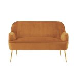 Canap� droit marcelino fixe velours rouille - orange