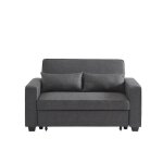 Canapé droit lena convertible tissu gris 2 places Canapé droit lena convertible tissu gris 2 places