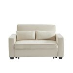 Canapé droit lena convertible velours beige 2 places Canapé droit lena convertible velours beige 2 places