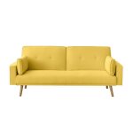 Canap� droit scandinave elga convertible 3 places en tissu - jaune - l205 x 87 x 85cm - loungitude