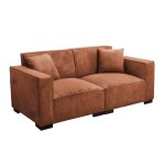 Canap� droit en velours c�tel� 2 places l 180 cm terracotta - oviala