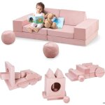 Canap� enfant convertible 12 pcs en mousse - housses amovibles et lavables - chauffeuse enfant 2 places ...
