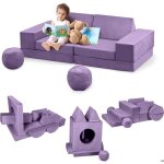 Canap� enfant convertible 12 pcs en mousse - housses amovibles et lavables - chauffeuse enfant 2 places ...