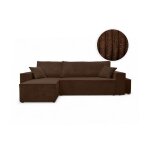 Canap� farah dangle r�versible et convertible 4 places avec un pouf en velours c�tel� - marron
