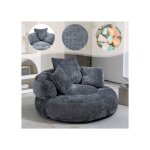 Canap� - fauteuil lazy sofa en chenille grise dossier haut tr�s confortable avec 3 coussins adultes / ...