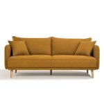 Canapé fixe 3 places daren - tissu moutarde - l 207 x p 90 x h 88 cm - fabriqué en france - hexagone Canapé fixe 3 places daren - tissu moutarde - l 207 x p 90 x h 88 cm - fabriqué en france - hexagone
