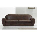 Canapé fixe club 3 places en microfibre marron vintage. made in italy Canapé fixe club 3 places en microfibre marron vintage. made in italy