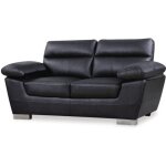 Canap fixe en cuir reconstitu et pvc dallas - 169 x 88 x 90 cm - 2 places - noir