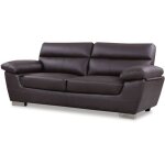 Canap fixe en cuir reconstitu et pvc dallas - 210 x 88 x 90 cm - 3 places - chocolat