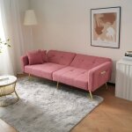 Canap� fixe maisentiel 175x64x72 cm tissu sherpa rose