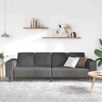 Canap� fixe moderne - mvs - sofa de relaxation - 2 places - gris fonc� 250x77x76 cm tissu en velours ...