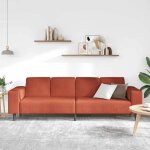 Canap� fixe moderne - mvs - sofa de relaxation - 2 places rouge orange 250x77x76 cm tissu en velours ...