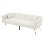 Canap� avec fonction lit angle ajustable jambes dor�es mousse blanc 175x64x72 cm