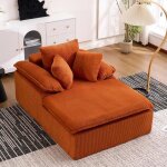 Canap� inclinable - dreammespace - 177x122x92cm - velours c�tel� - orange - 1 place