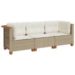 Canap� de jardin 3 places r�sine tress�e - vidaxl - 1905x635x62 cm - beige - r�sistance aux uv - anti ...