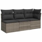 Canap� de jardin 3 places - vidaxl - 172x62x69 cm - r�sine tress�e - anti - corrosion - gris - r�sistance ...