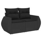 Canap� de jardin avec coussins 2 places noir r�sine tress�e - bk365991 (pla)