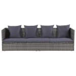 Canap de jardin lit de jardin - mobilier dextrieur salon de jardin rsine tresse gris 200x60 cm - ...