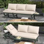 Canap� de jardin m�tal banquette 3 places avec coussins dossier convertible canap� dext�rieur pour balcon ...