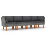 Canapé de jardin - résine tressée - 4 places - gris - coussins amovibles - résistant aux intempéries Canapé de jardin - résine tressée - 4 places - gris - coussins amovibles - résistant aux intempéries