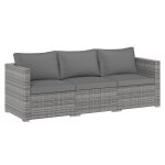 Canap� de jardin en rotin pe costway 3 pcs coussins moelleux gris ensemble de conversation dext�rieur ...