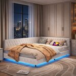 Canap� lit 140x200 cm lit banquette 2 places avec led et chargement usb et type - c lit double pour adultes ...