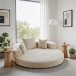 Canap� - lit 2 - en - 1 convertible demi - cercle ou lit rond jour accoudoirs � poches tissu id�al petits ...