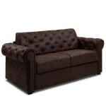 Canap lit 2 - 3 places chesterfield convertible express 120cm microfibre vintage