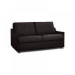 Canap lit 2 - 3 places luna convertible express 120cm cuir vachette marron chocolat matelas 16 cm