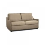 Canap lit 2 - 3 places luna convertible express 120cm cuir vachette taupe clair matelas 16 cm