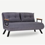 Canapé - lit - 2 places - sando - tissu gris - dossier réglable - 50 x 133 x 41 cm Canapé - lit - 2 places - sando - tissu gris - dossier réglable - 50 x 133 x 41 cm
