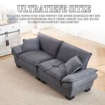 Canap� - lit 2 places velours gris fonc� ? si�ge extra profond dossier et accoudoirs r�glables design ...