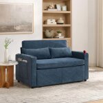 Canap� - lit - 3 - en - 1 - 2 places - port usb int�gr� - tissu bleu