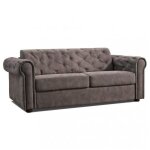 Canapé lit 3 - 4 places chesterfield convertible express 160 cm matelas 16 cm velours gris éléphant Canapé lit 3 - 4 places chesterfield convertible express 160 cm matelas 16 cm velours gris éléphant
