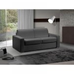Canap� lit 3 - 4 places master convertible express 160 cm cuir gris graphite matelas 18 cm inclus