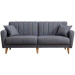 Canap - lit - 3 places - aqua - tissu gris fonc - 205 x 85 x 85 cm