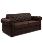 Canap lit 3 places chesterfield convertible express 140cm microfibre vintage