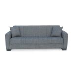 Canap� - lit 3 places clic - clac avec rangement rev�tement en tissu gris