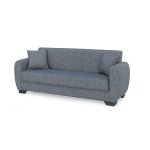 Canap� - lit 3 places clic - clac sofa convertible en tissu gris - longueur 215 x hauteur 85 x profondeur ...