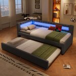 Canap� - lit 90 x 200 cm avec lit gigogne 90x190 cm canap� - lit avec �clairage led lit capitonn� en ...
