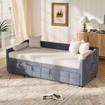 Canap� lit 90 x 200cadre de lit 90x200 avec lit gigognelit banquette lits coffre lit enfant avec sommiervelour ...