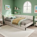 Canap� - lit 90x200 lit simple rembourr� avec led et usb lit banquette avec 2 tiroirs rangement cadre ...