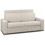 Canap lit canapexpress lattes 160cm matelas mmory 22cm tte de lit intgre cuir vachette beige
