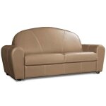 Canap lit club deluxe convertible express 120 cm cuir taupe clair matelas 16 cm