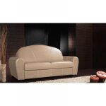 Canap lit club deluxe convertible express 140cm cuir beige matelas 16 cm