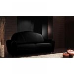 Canap lit club deluxe convertible express 140cm cuir noir matelas 16 cm
